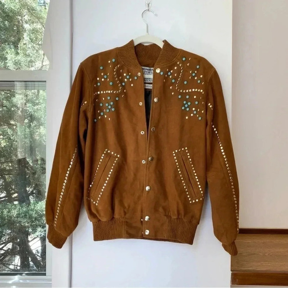 NWT Free People Dan Cassab Ennio Suede Studded Jacket Brown Small - Picture 16 of 17